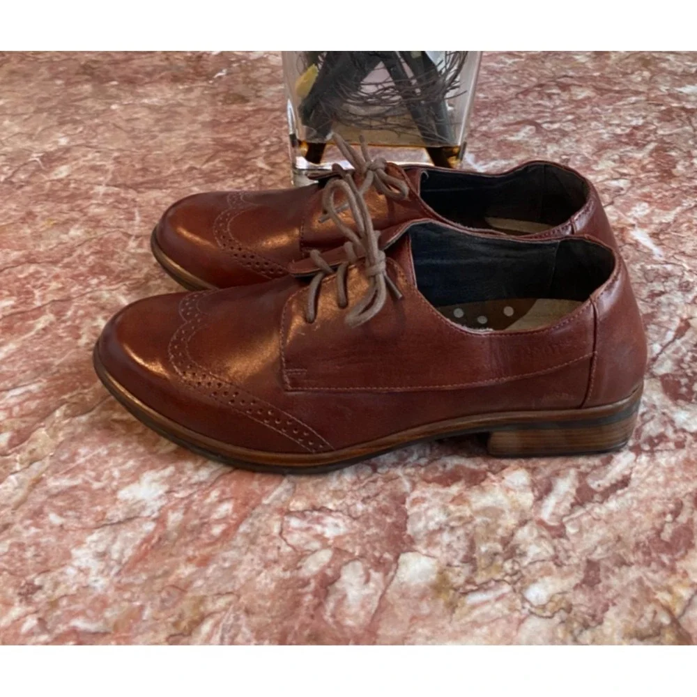 New Naot Footwear Lako Brown Leather Wingtip Lace Up Oxford Size 40/ US 9, $195